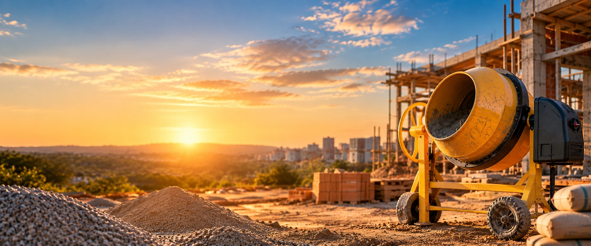 Betoneira em canteiro de obras